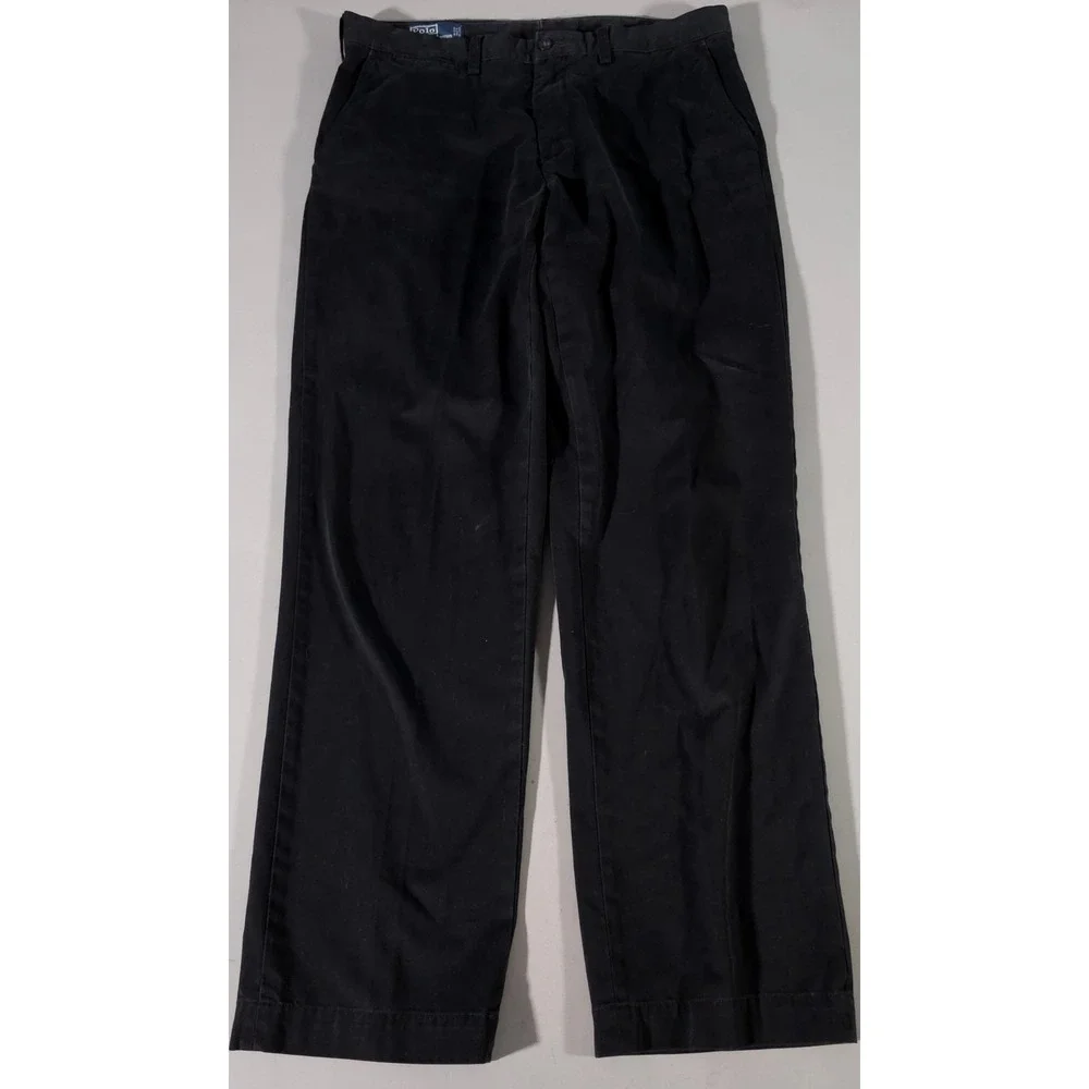 Polo Ralph Lauren Preston Pant Mens 34x34 Black Cotton Chino Trousers Straight
